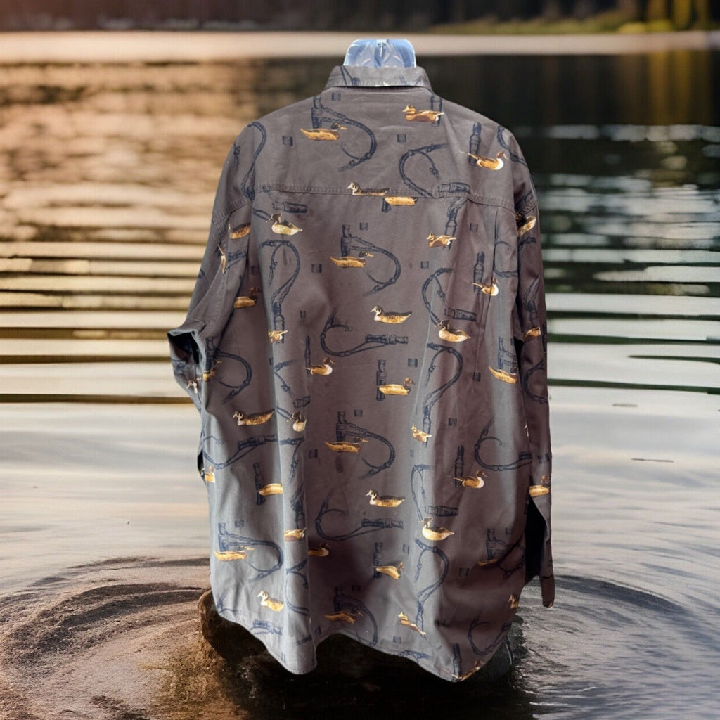 Columbia River Lodge Duck Hunt Shirt Men 3XT Duck Hunt All Over Print Cotton