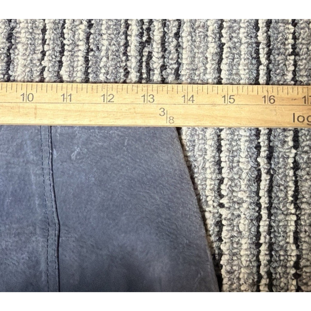 Vintage 90s Express Blue Mineral Suede Genuine Leather Lined Mini Skirt Size 5/6
