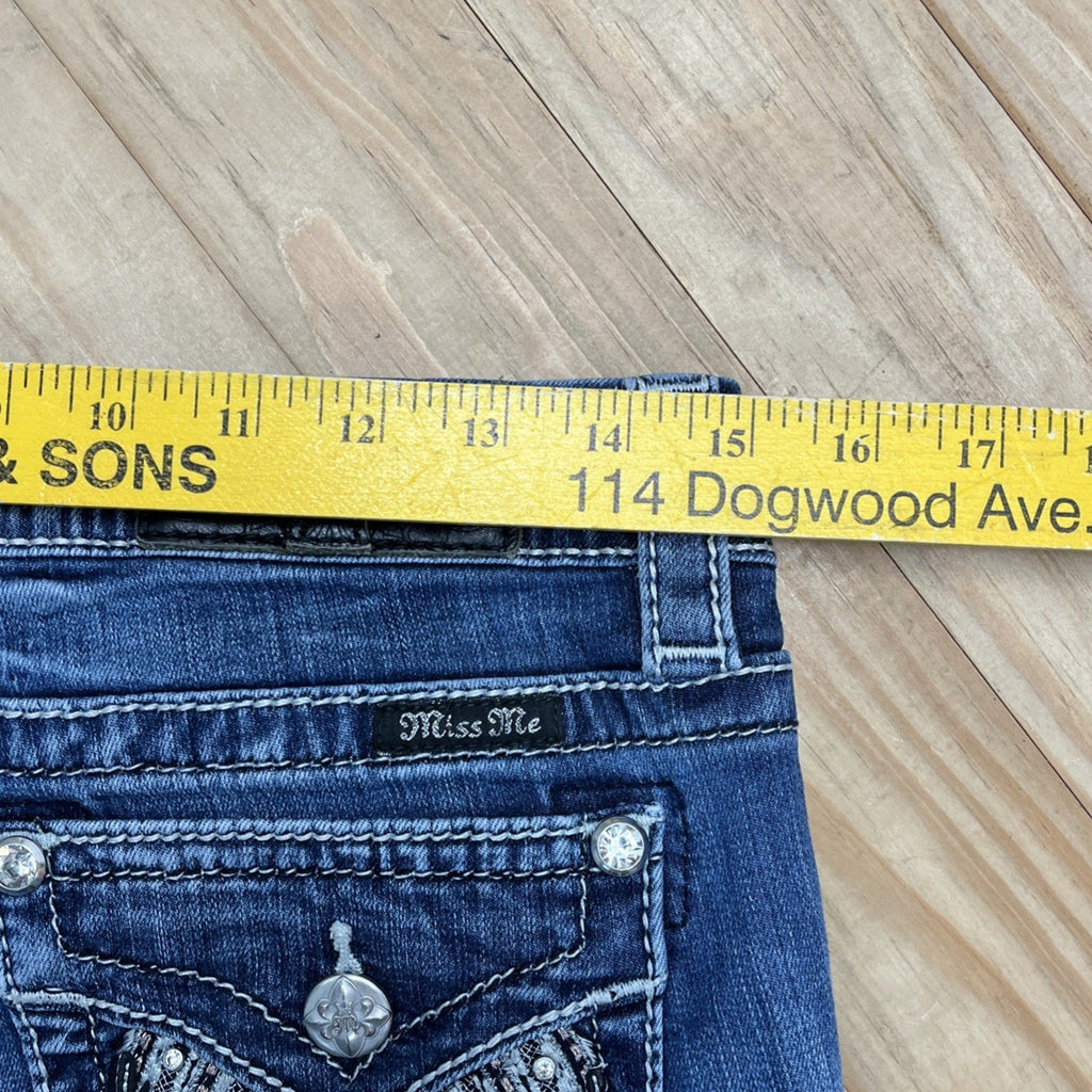 Miss Me Women’s Leather Shadow Wings Mid Rise Easy Skinny Jeans Size 26