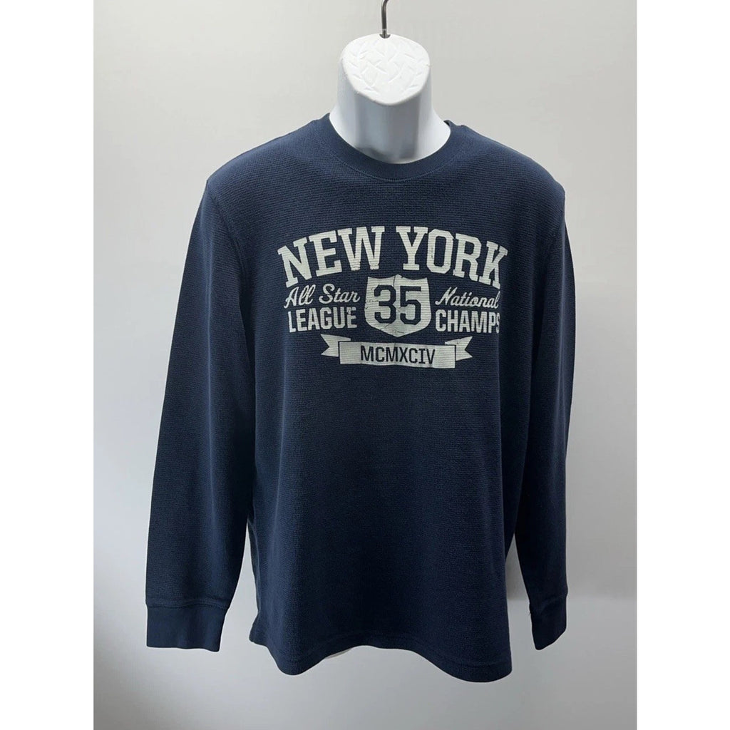 Old Navy Men's Thermal Shirt Long Sleeve Blue Large Crewneck