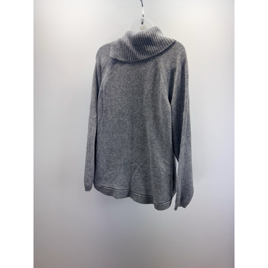 CROFT & BARROW Women’s Gray Slit Mock Neck Button Collar Size 1X