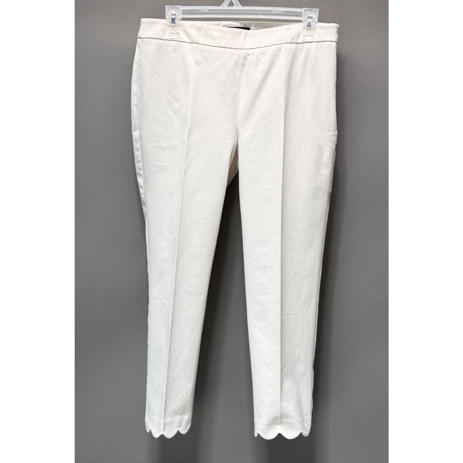 Talbots White Chatham Scalloped Hem Crop Pants Side Zip Women’s Size 8