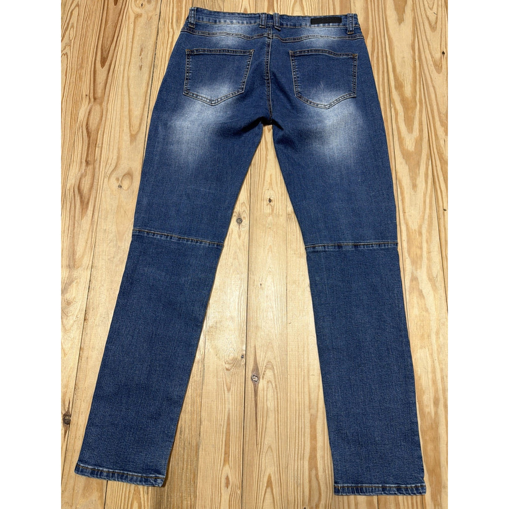 CJ Black Skinny Flex Premium Moto Jeans Men's Size 32x32 Rue21 Distressed Denim