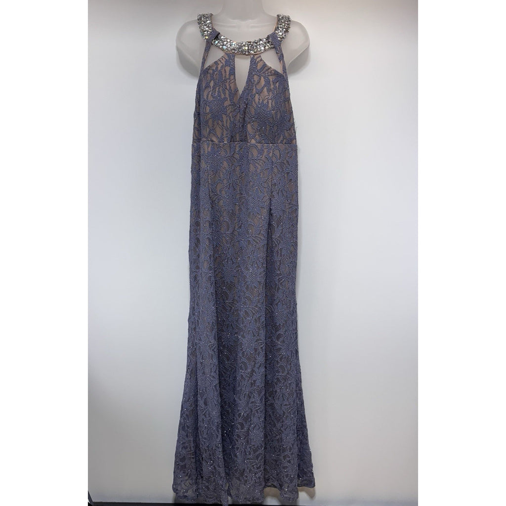 Deb Glitter Lace Lavender Formal Halter Gown Lined Women’s Size 18 NWT