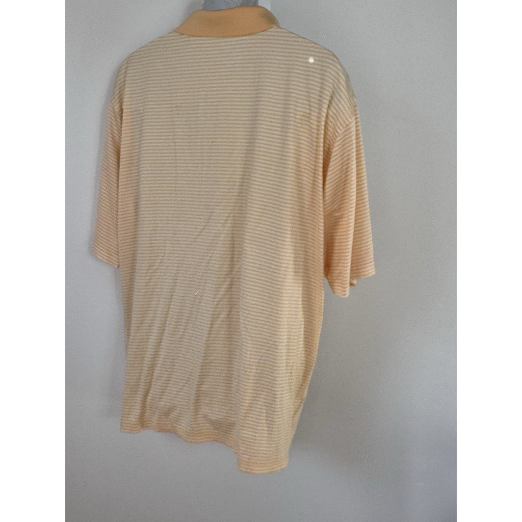 Fairway Greene Polo Shirt Mens X-Large Yellow White Striped Golf Casual Logo