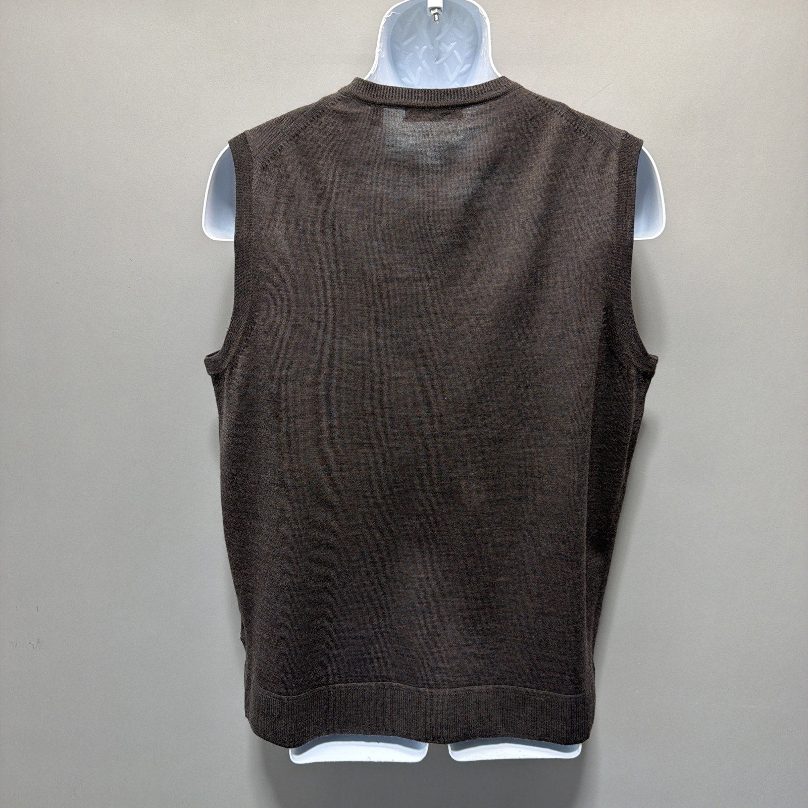 Murano Luxury Italian Yarn Brown Sweater Vest Knit 100% Merino Wool Men’s L Flaw