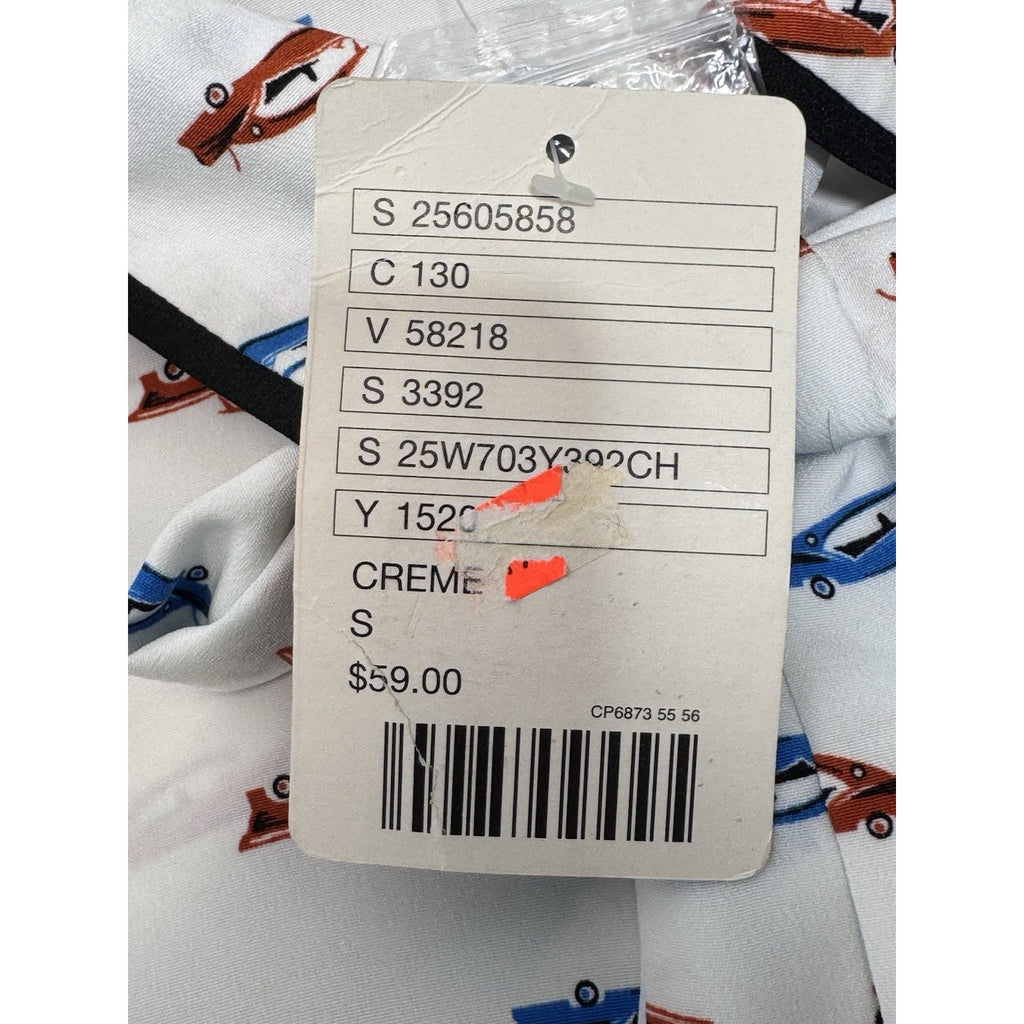 Cooperative Car Print Shirt Dress Multi Color Pop Art With Bow Tie NWT Size S