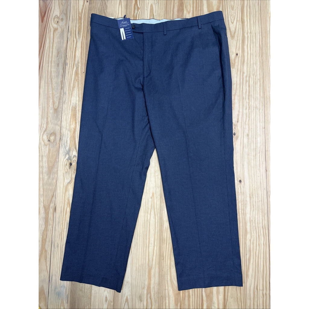 Ralph Lauren The Comfort Flex Pant Men's 42x30 Flat Front Navy Plaid Casual NWT