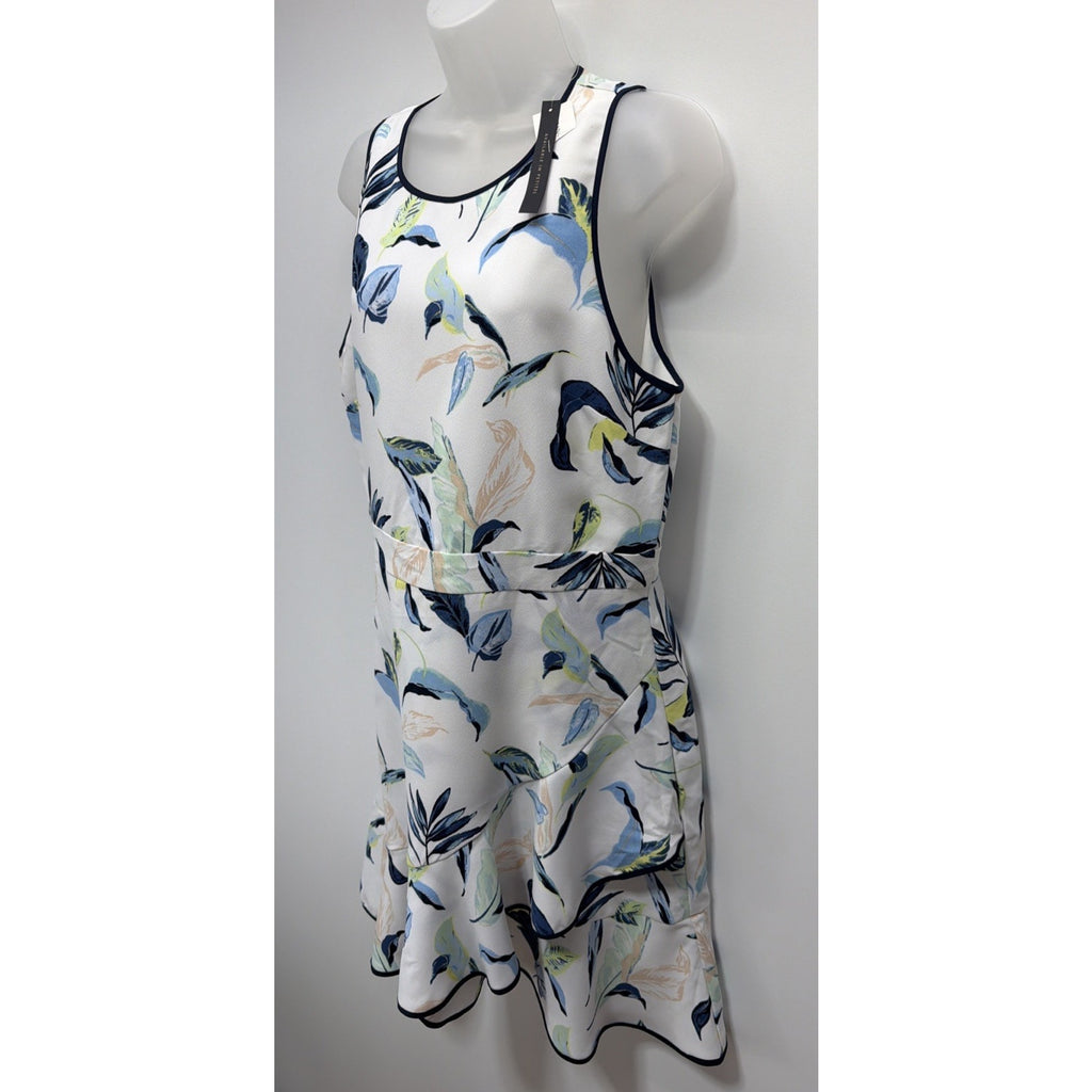 Banana Republic Racerback Sleeveless Crew Floral Navy White Wrap Dress 12 New