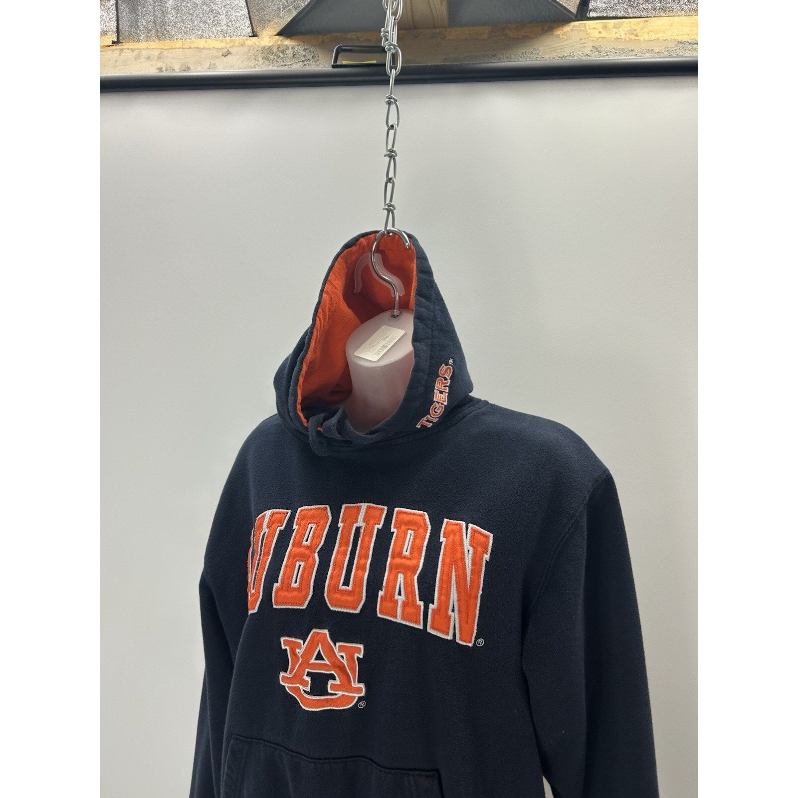 Stadium Hoodie Sweatshirt Auburn University Navy Blue Orange Size S