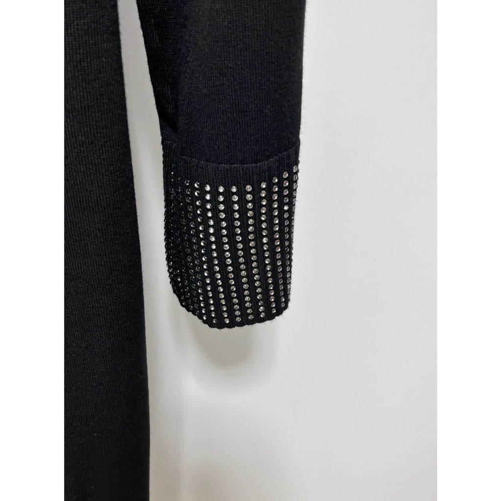 Calvin Klein Women Embellished Turtle Neck Sweater Black Dress Size M