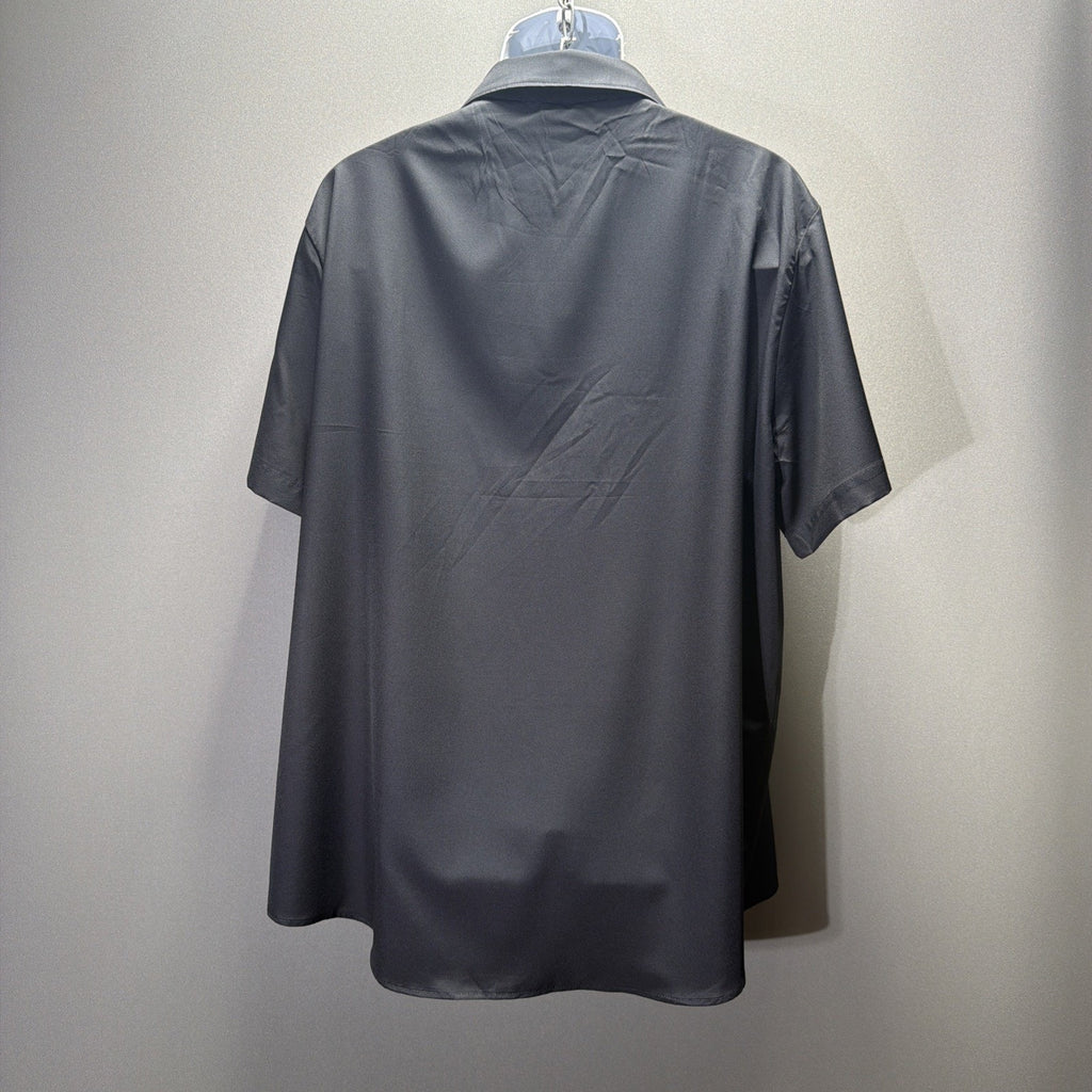 Short Sleeve Button Front Clothing Three Star Panel Bowling Shirt NWOT