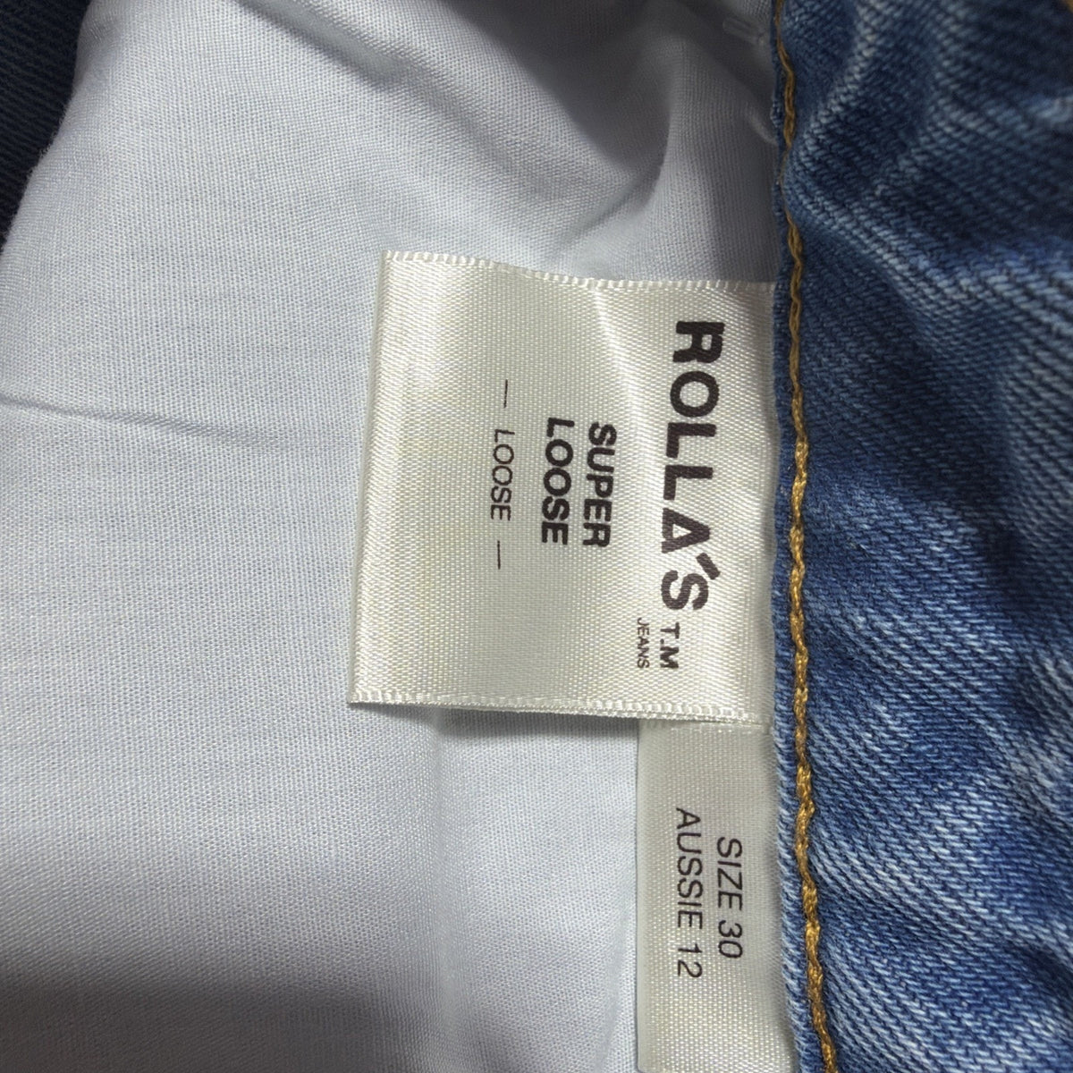 Rolla's Super Loose Jeans Vtg Blue High Rise Wide Leg Baggy Button Fly NWT 30
