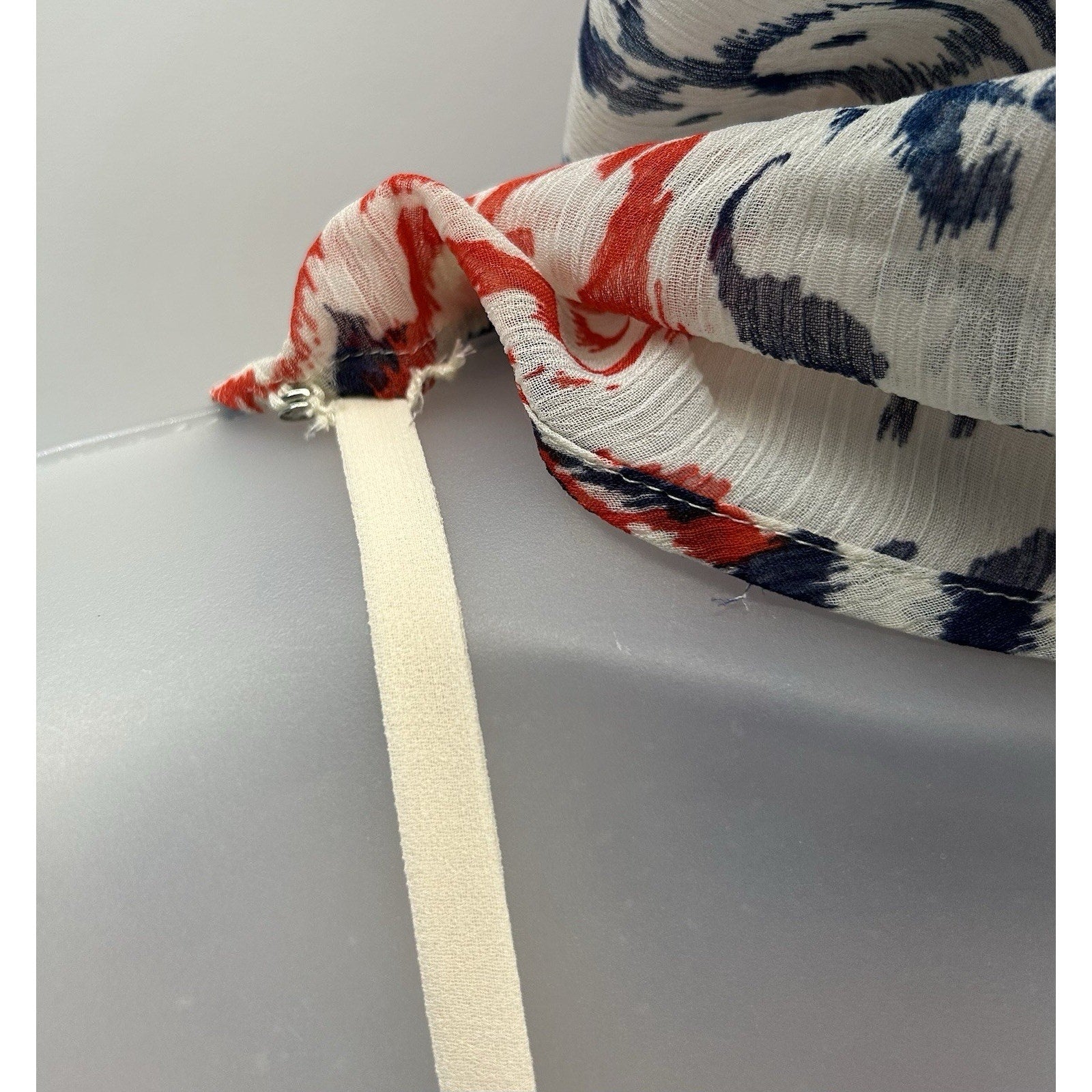 CHICOS Womens Poncho TOP Short Sleeve BLUE Orange Ivory PAISLEY Size 1 (8/10).