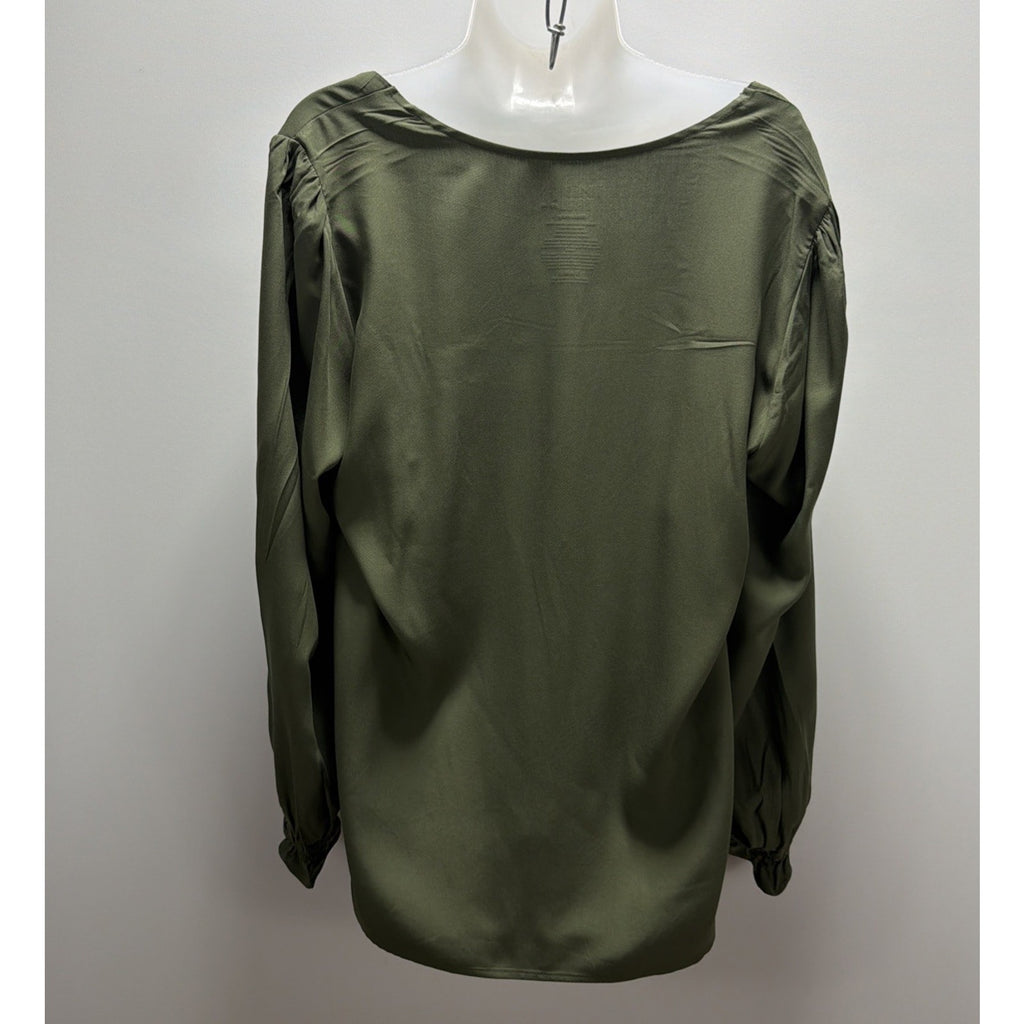 TIME AND TRU MATERNITY Sea Turtle Green Long Sleeve Square Neck Blouse L NWT