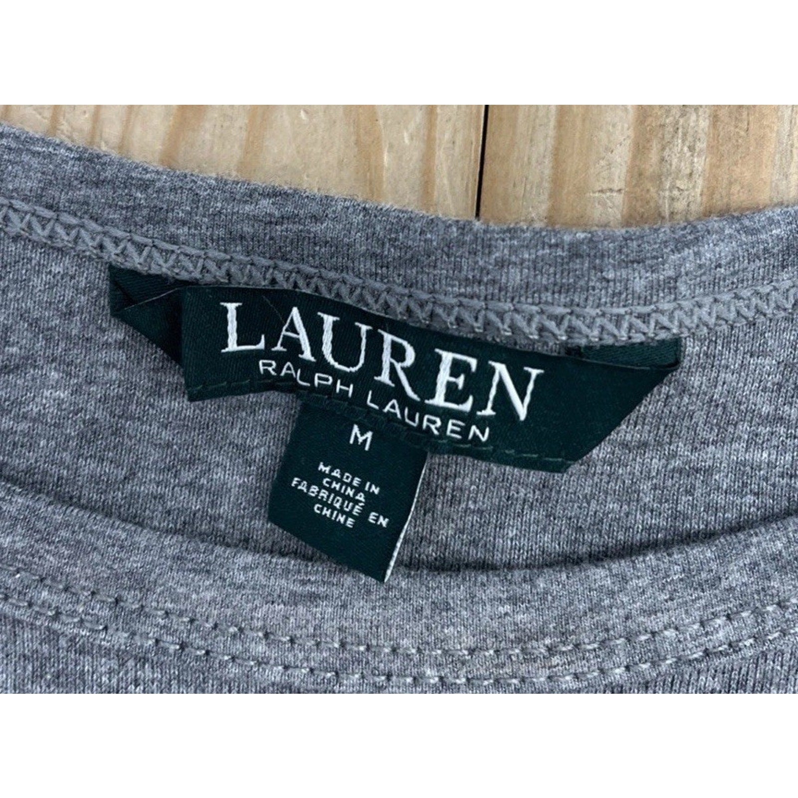Lauren Ralph Lauren - 3/4 Sleeve - Gray Shirt - Women's Medium- Cotton Blend