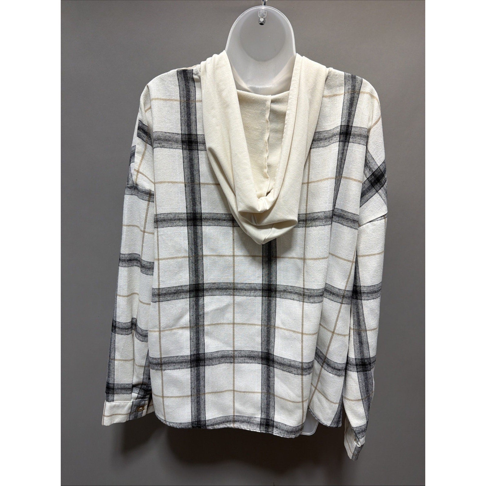 Charmed Hearts Women’s Plaid Hooded Shacket 3X Button Up