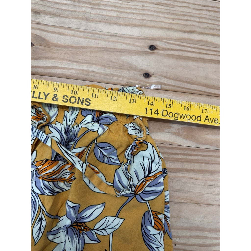 Breeze Ever Yellow Floral 100% Rayon Pants Women’s Size M