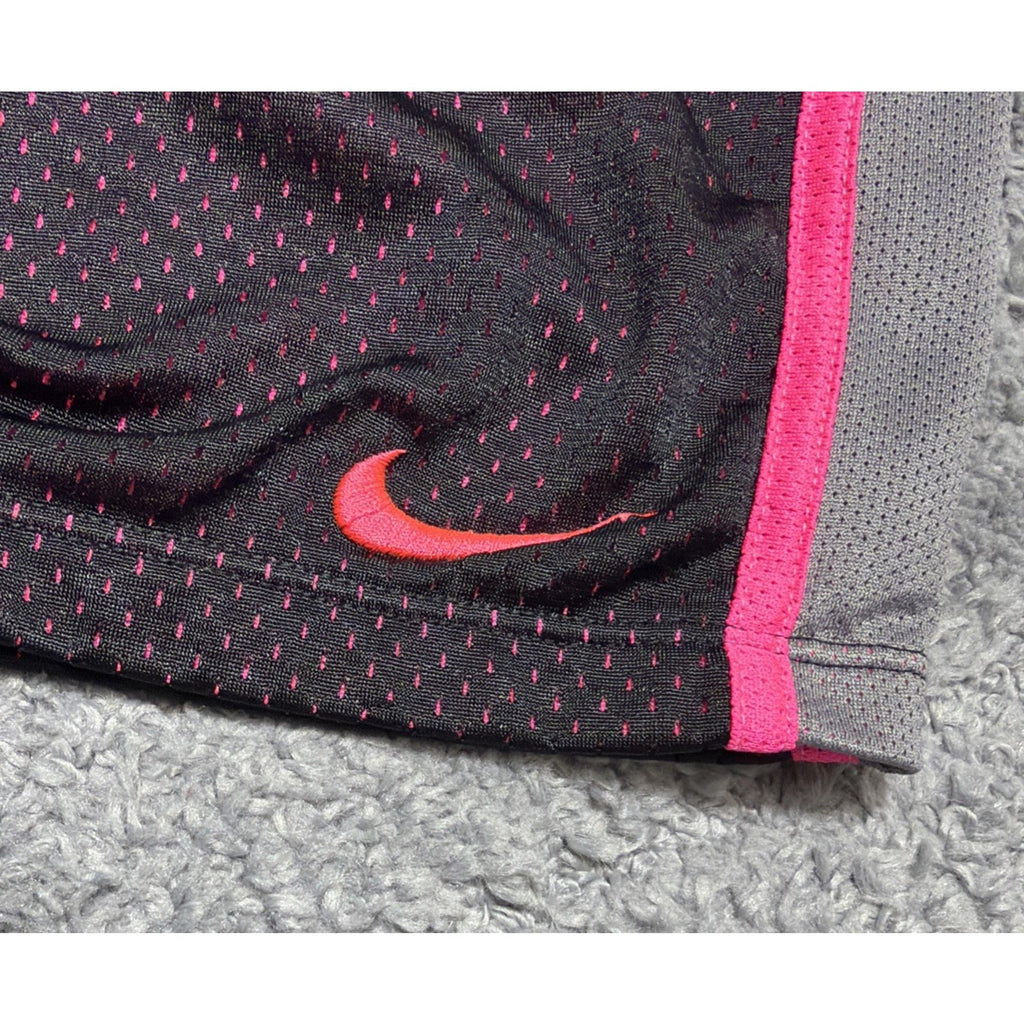 NIKE Dri-Fit Women's Sz L Black Gray Pink Swoosh Athletic Gym Shorts 613591-014