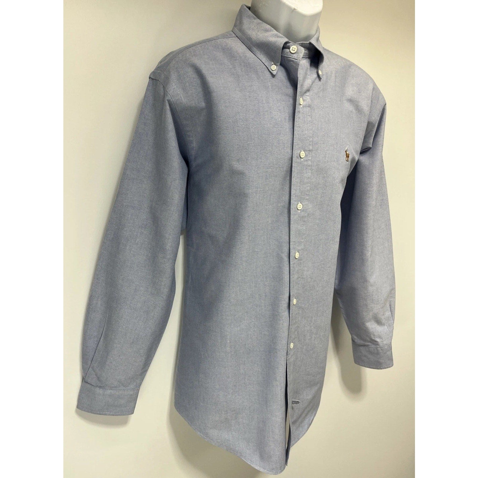Ralph Lauren Oxford Mens Shirt 16 1/2-33 Button Down Blue LS Flesh Pony