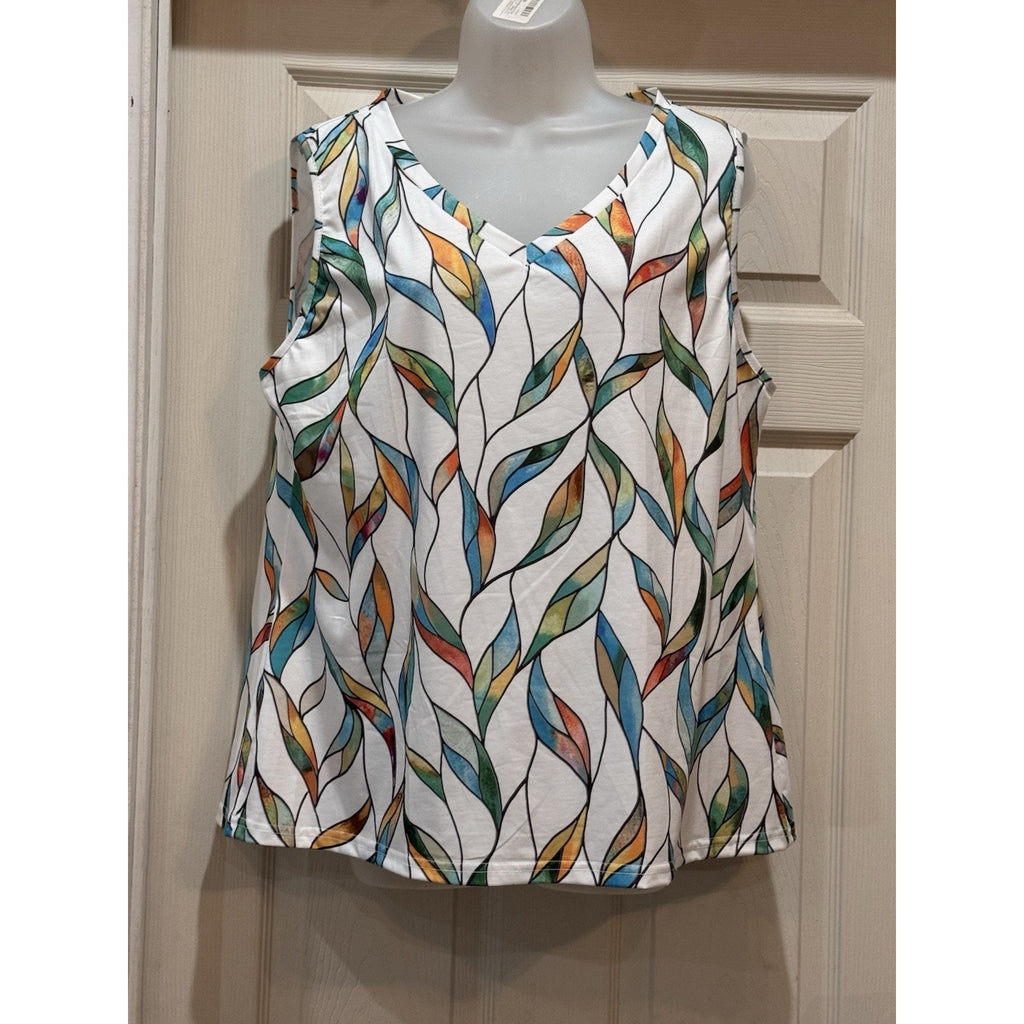 ETCYY White With Tie Dye Print Women’s Sleeveless Size XL NWT