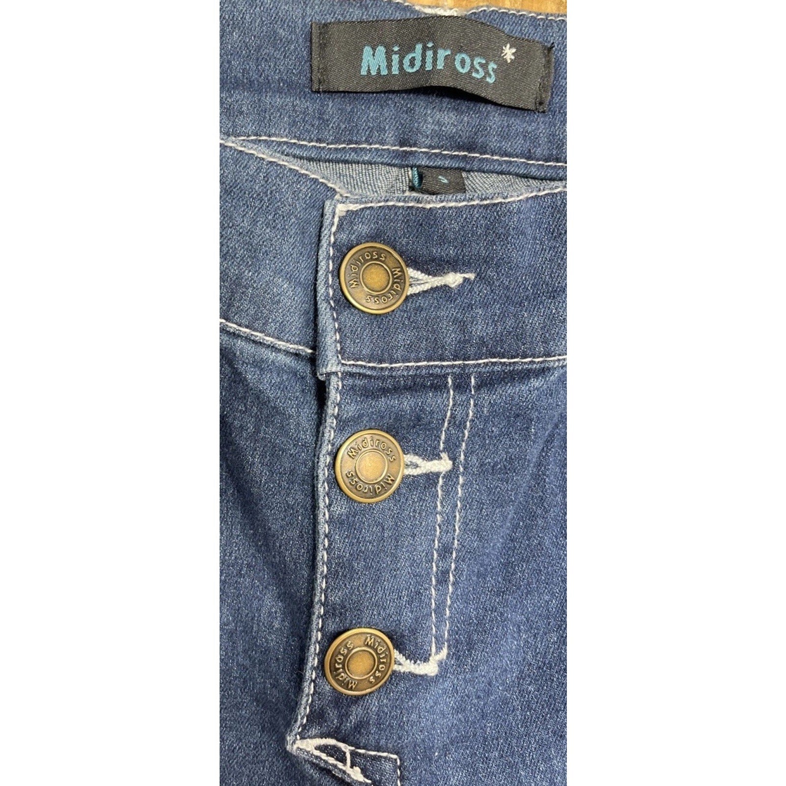 Midiross Women's Button Fly Straight Leg Jeans Blue Denim Size Small