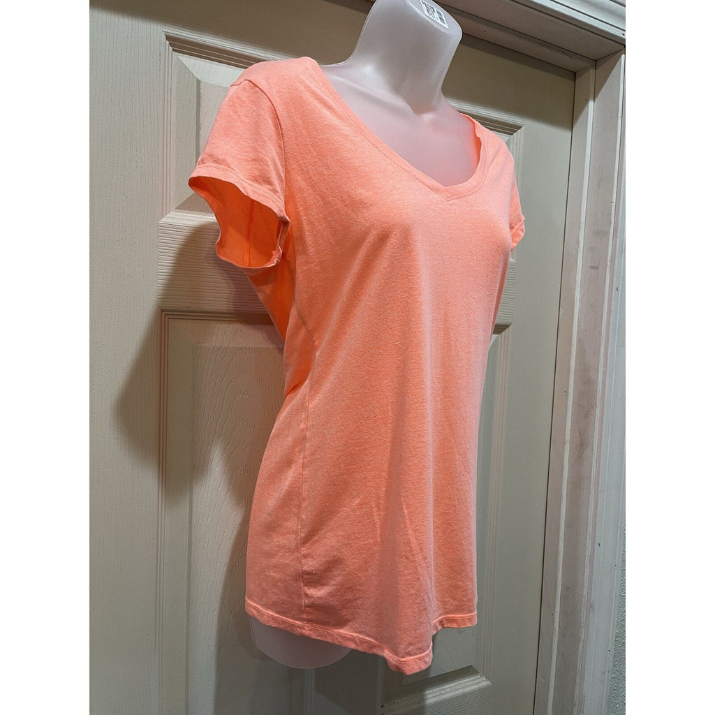No Boundaries Juniors' Short Sleeve Orange V Neck Short Sleeve T-Shirt L