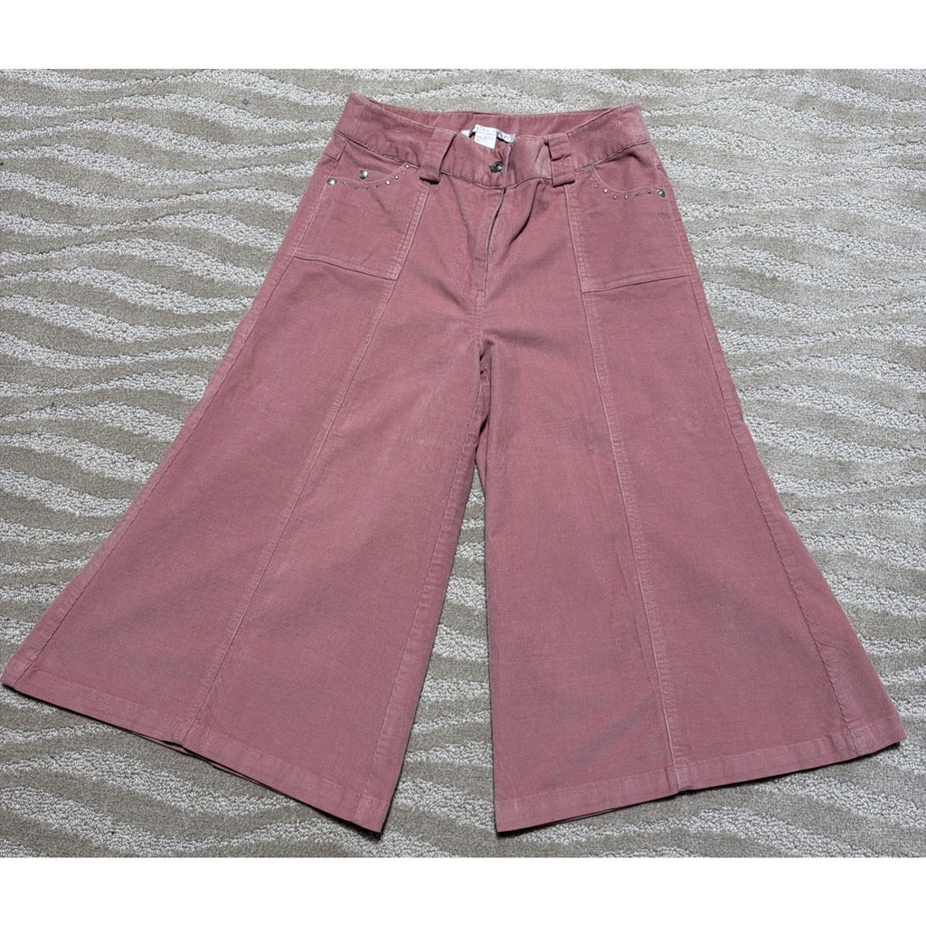 Coast 2 Coast Women Corduroy High Rise Wide Leg Flare Cropped Pants Pink Size 6