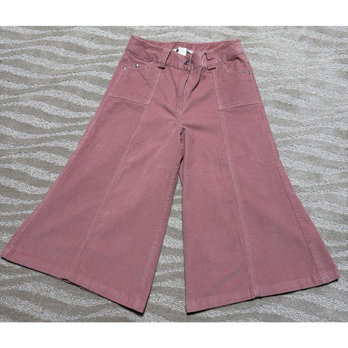 Coast 2 Coast Women Corduroy High Rise Wide Leg Flare Cropped Pants Pink Size 6