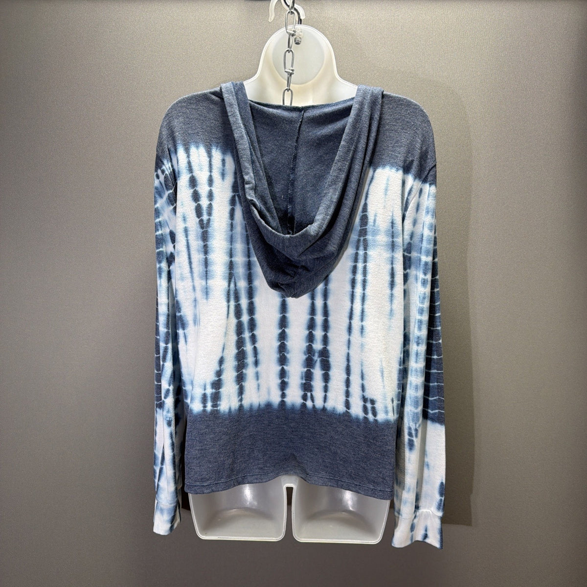 Aeropostale Blue Tie Dye Hoodie Tee Long Sleeve Pullover Women Size L Stretch