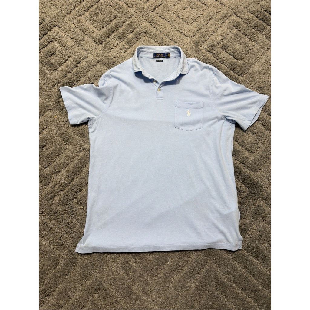 Polo By Ralph Lauren Classic Fit Mens Polo Shirt Size Medium Light Blue