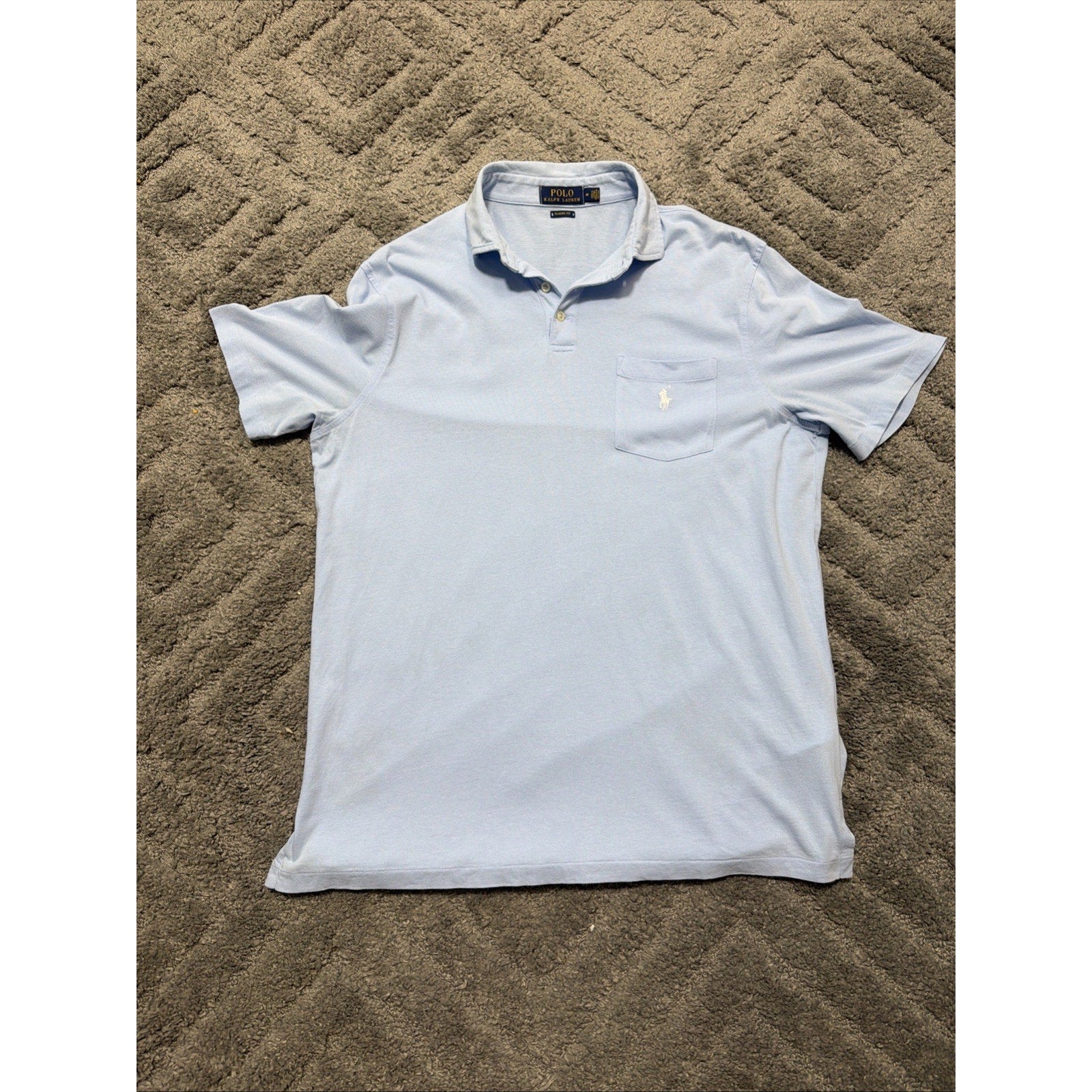 Polo By Ralph Lauren Classic Fit Mens Polo Shirt Size Medium Light Blue