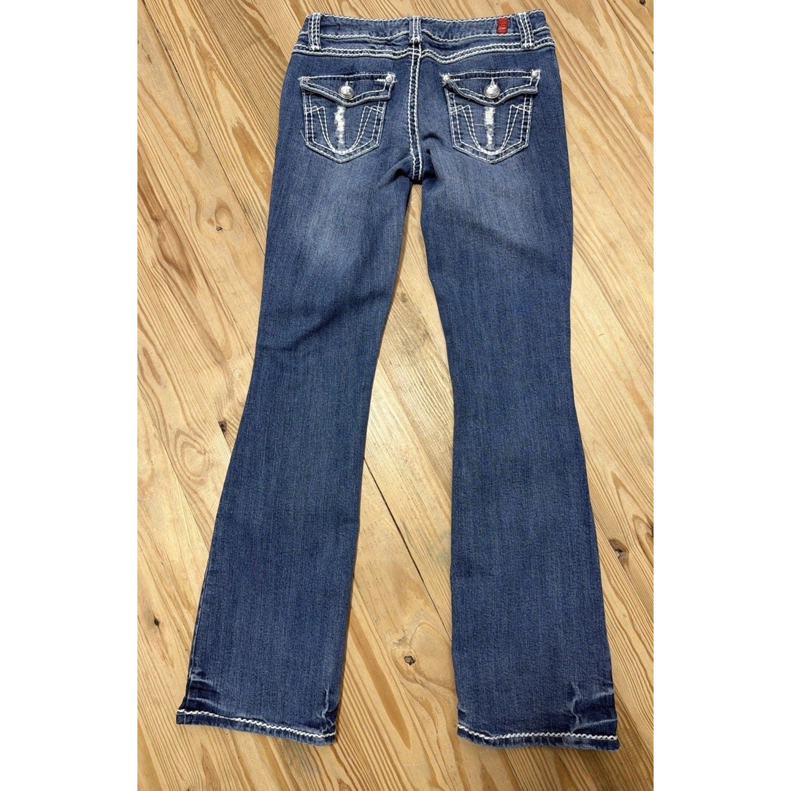 Zana Di Womens Size 7 Low Rise Jeweled Bootcut Flap Pocket Denim Jeans 29x32