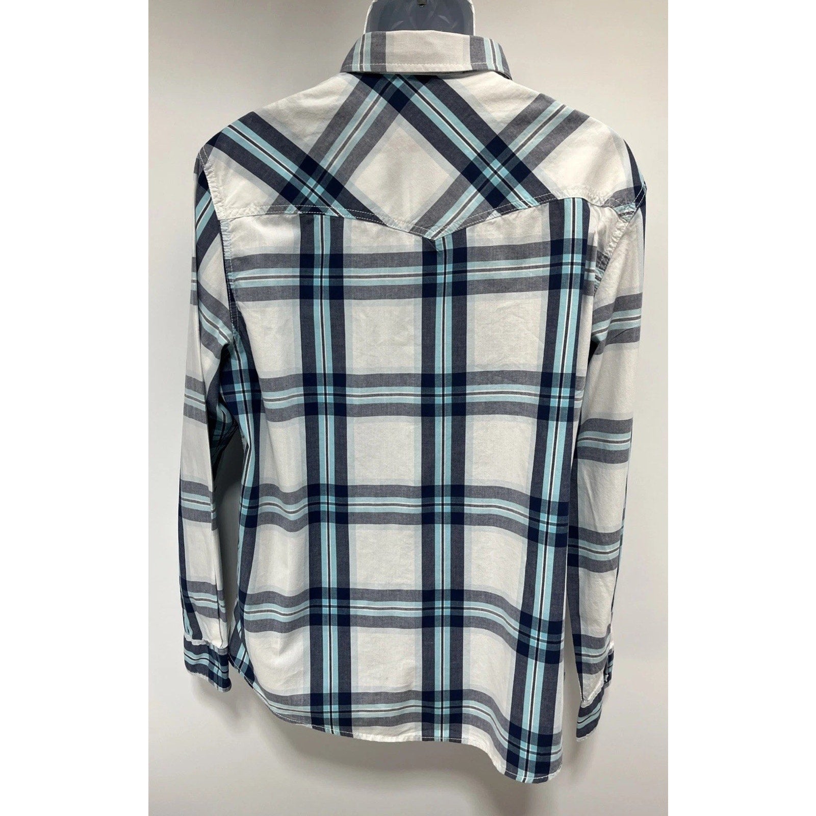 Urban Pipeline Men's Blue White Plaid Long Sleeve Pearl Snap Western Shirt Sz XL