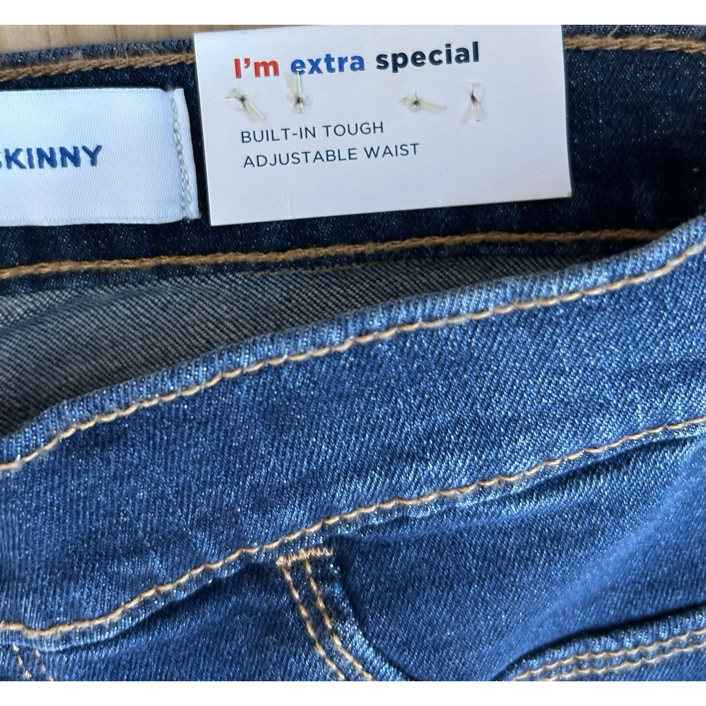 Old Navy Girl Sz 10/12 Denim Skinny Blue Jeans Adjustable Waist Pull On NWT.