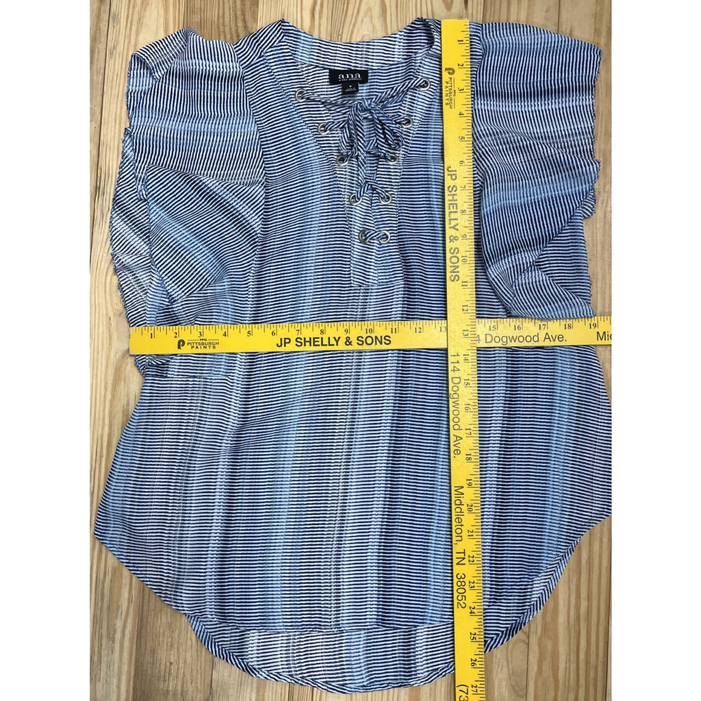 A.N.A Blouse Shirt Size Small Womens V Neck Ruffled Short Sleeve Casual Regular