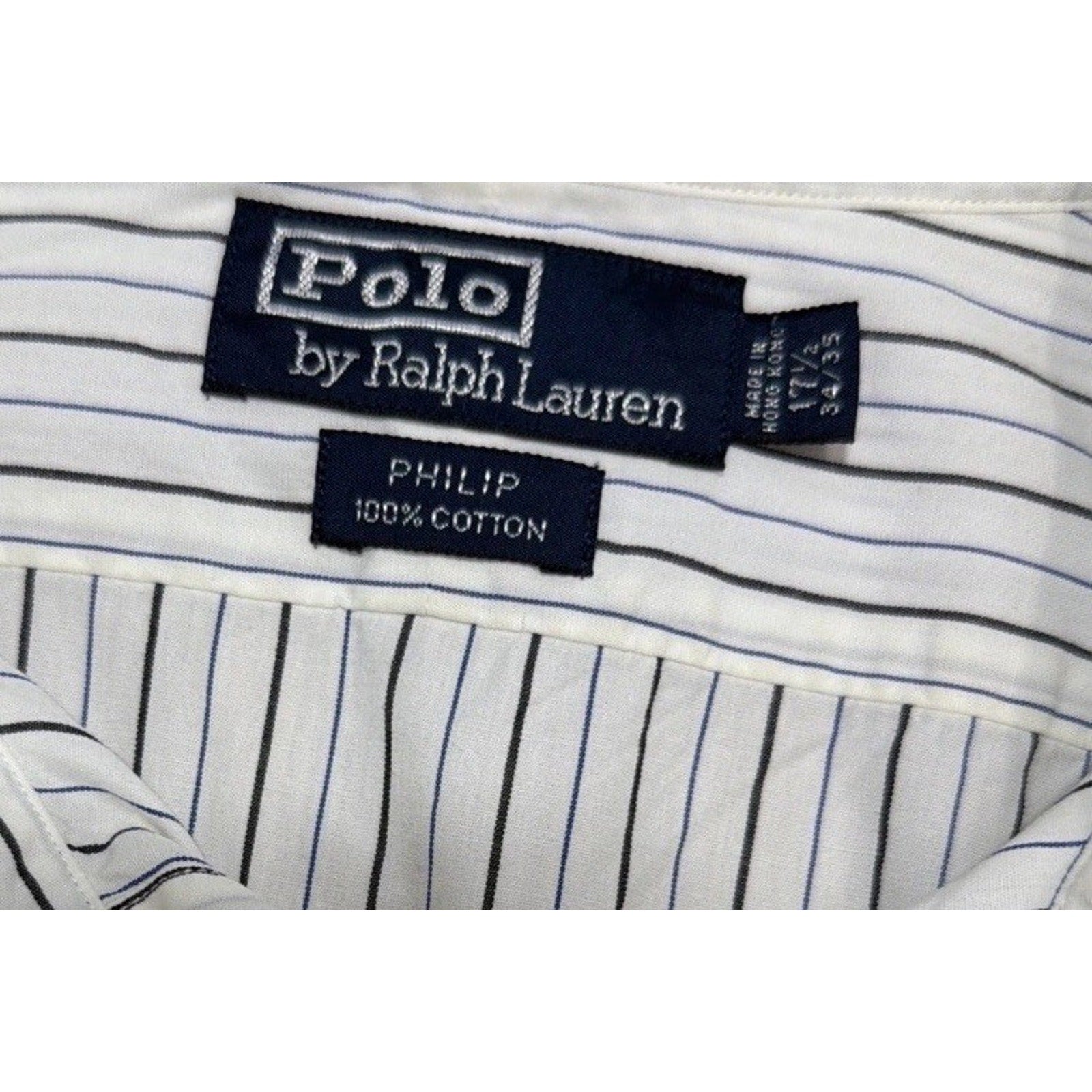 Men Polo Ralph Lauren Philip stripe cotton point dress shirt XL