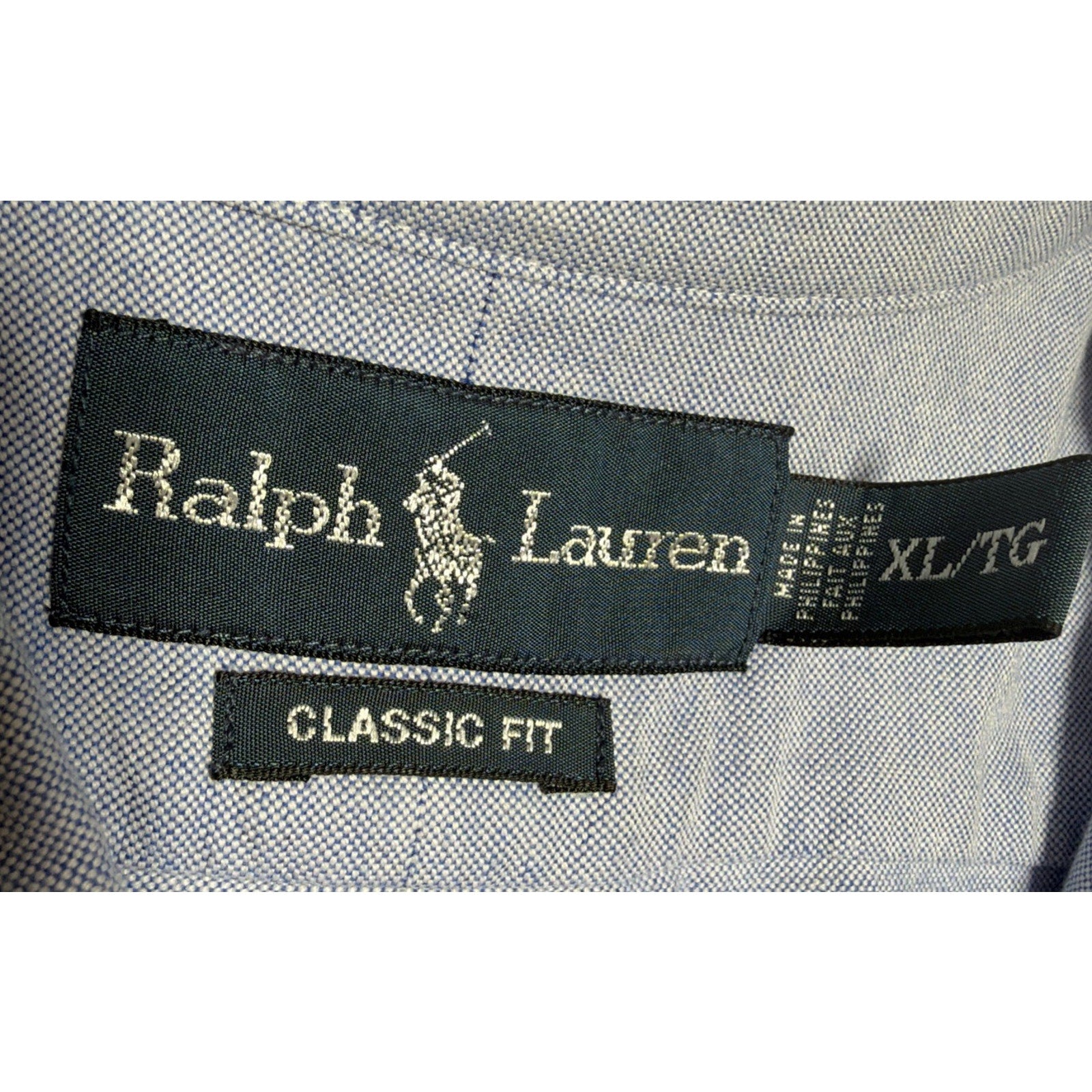 Polo Ralph Lauren Shirt Men's XL Blue Oxford S/S Classic Button Down Flesh Pony