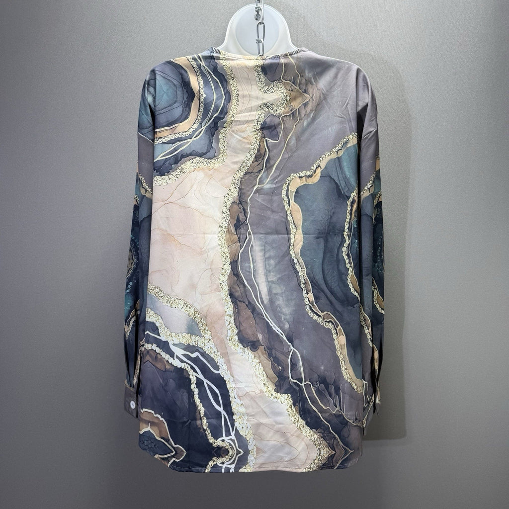 Made With Womens XXL Abstract Print Tunic Blouse Art To Wear Boho Lagenlook NWT
