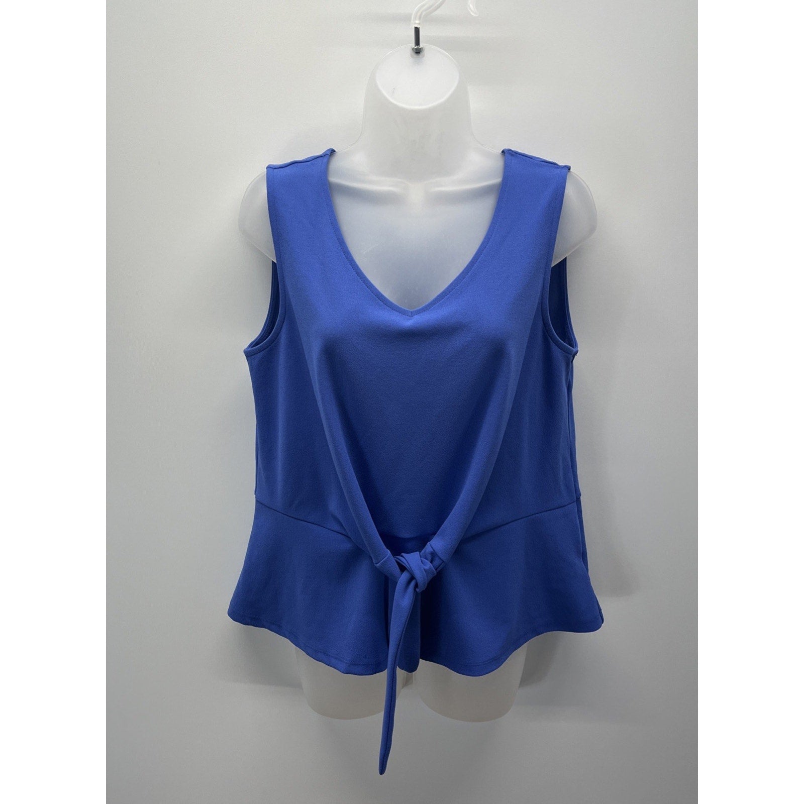 Talbots Top Women’s Large Lapis Tie Front Tank V Neck Sleeveless Peplum