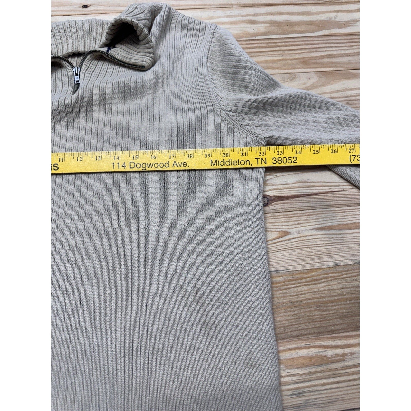 American Eagle Outfitters Mens Vintage Slim Fit 1/4 Zip Sweater XL Tan