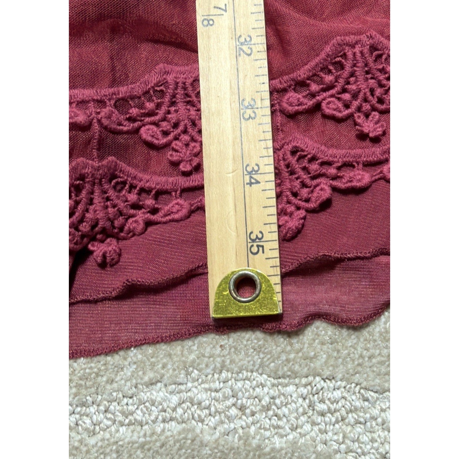 Altar’d State Burgundy Crochet Lace Swing Dress Boho Sleeveless Women’s L