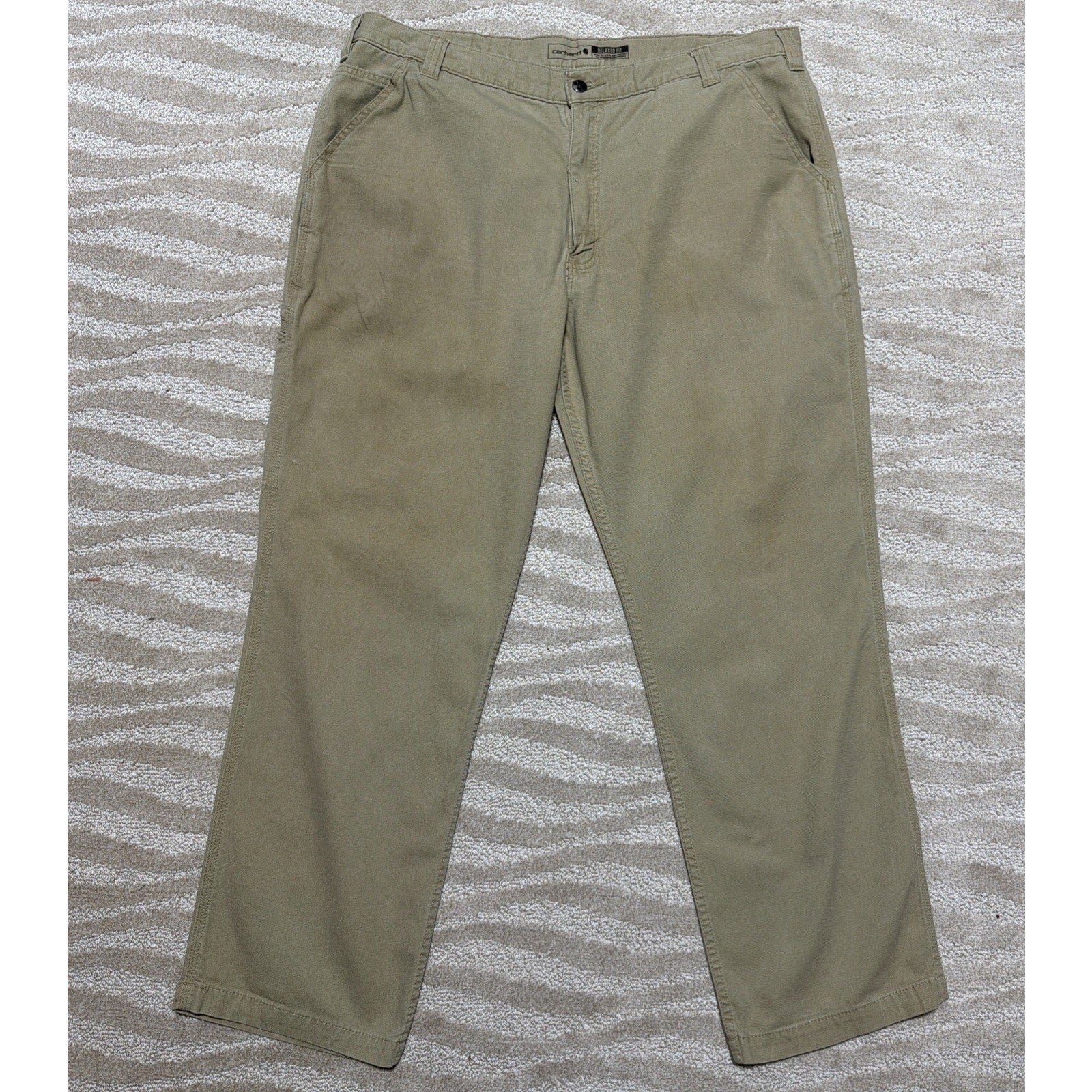 Carhartt Men's Rugged Flex Relaxed Fit Biege Canvas Work Pants Size 40x32