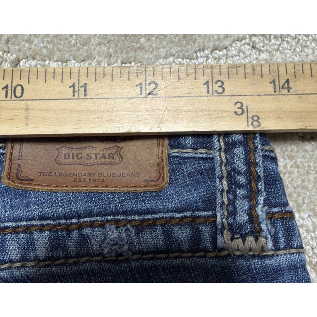 Big Star Liv Boot Jeans Womens 27XL Blue Wash Low Rise Bootcut Embroidered Denim