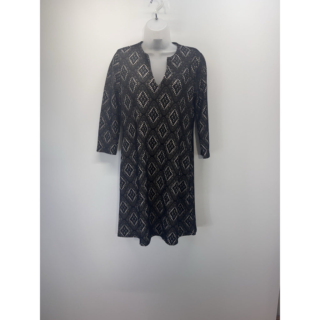 Renee C Womens Gray Print 3/4 Sleeve Long Shirt Dress Size L Poly Blend USA NWT