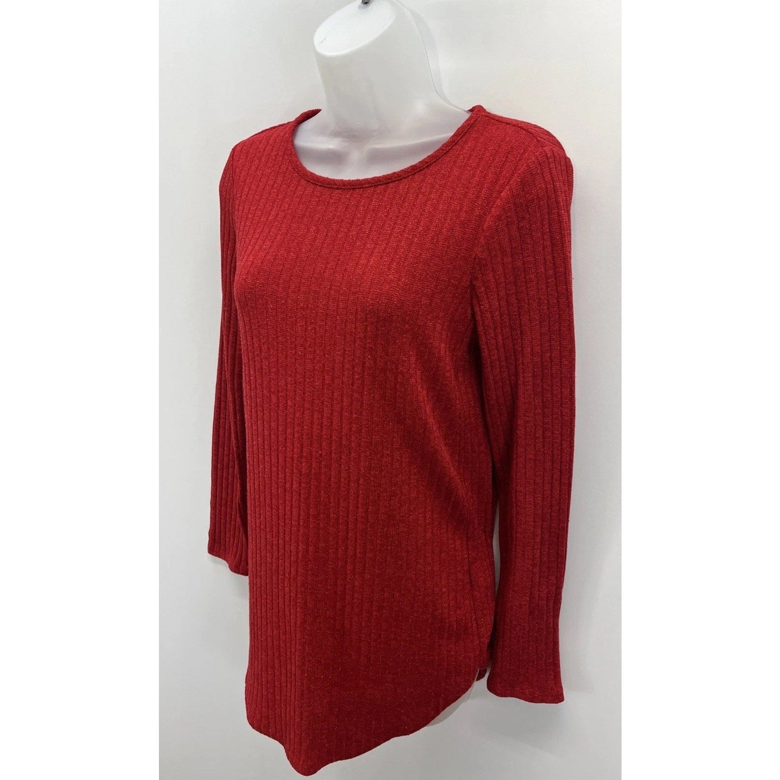 Women's Large Calvin Klein Red Shimmer Tunic Long Sleeve Sweater