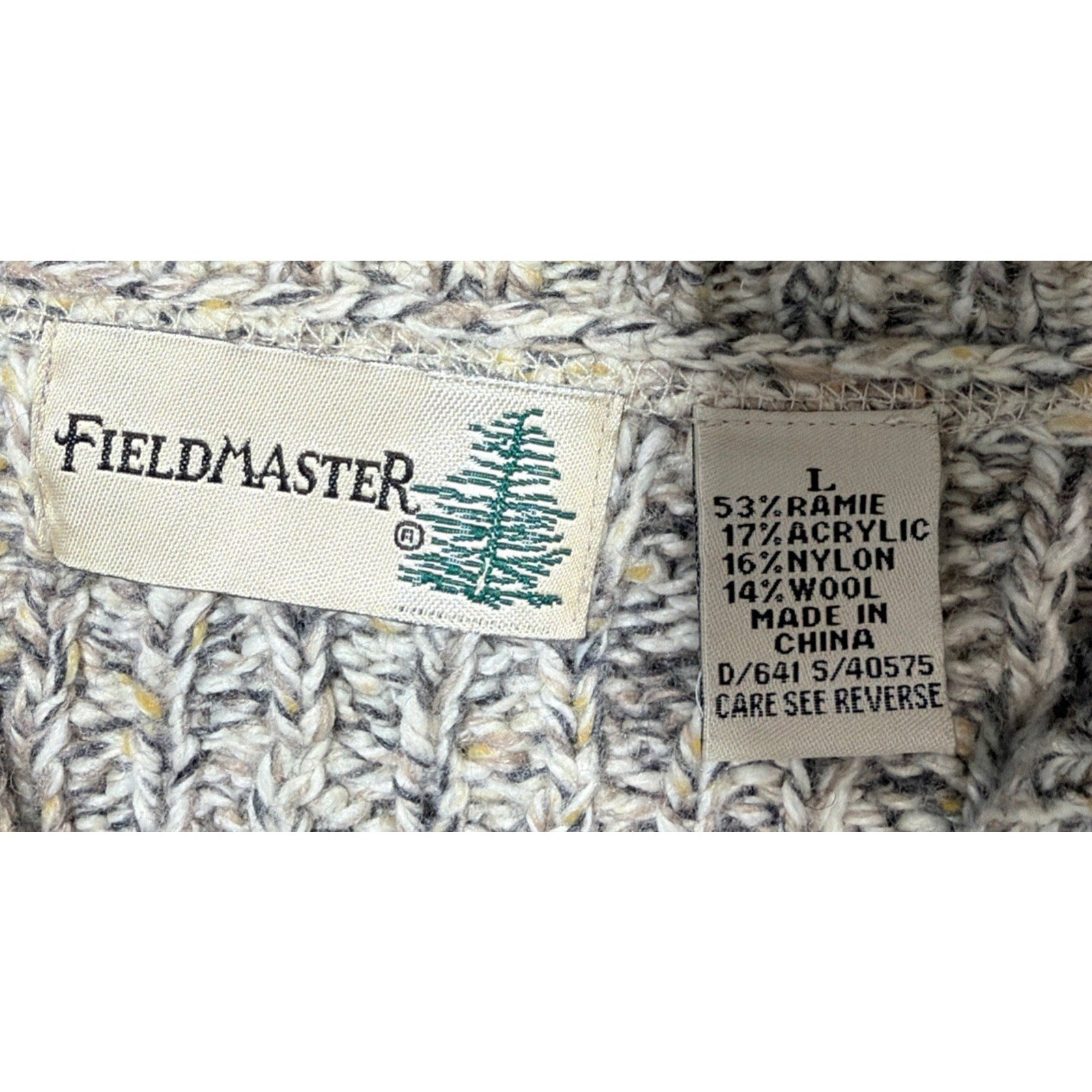 Vintage 90s Fieldmaster Mens Wool Blend Mock Neck 1/4 Zip Chunky Knit Sweater L