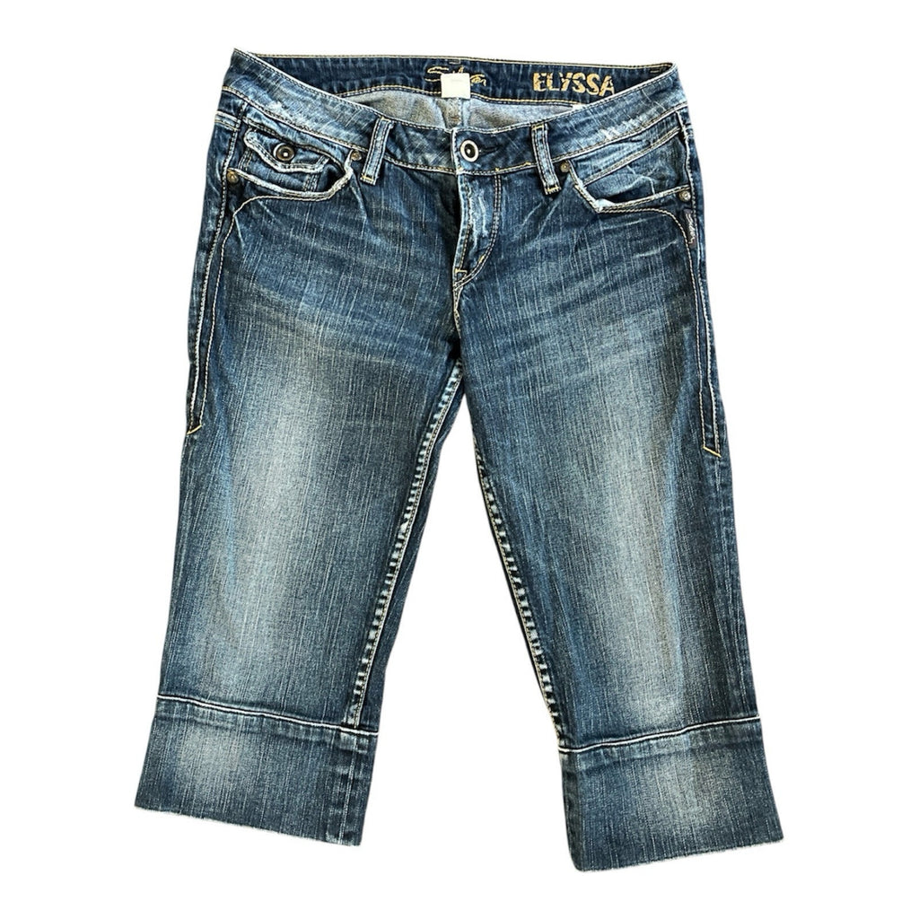 Silver Jeans Women 30 Blue Elyssa Cropped Summer Capri Stretch Dark Pants