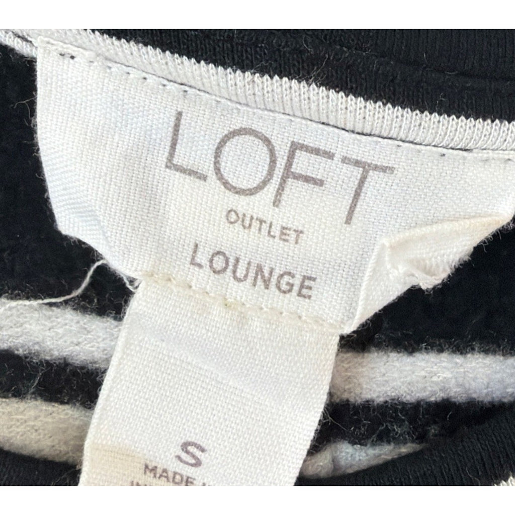 LOFT Outlet Lounge Dress S Black White Striped Swing Tunic Soft Stretch Casual