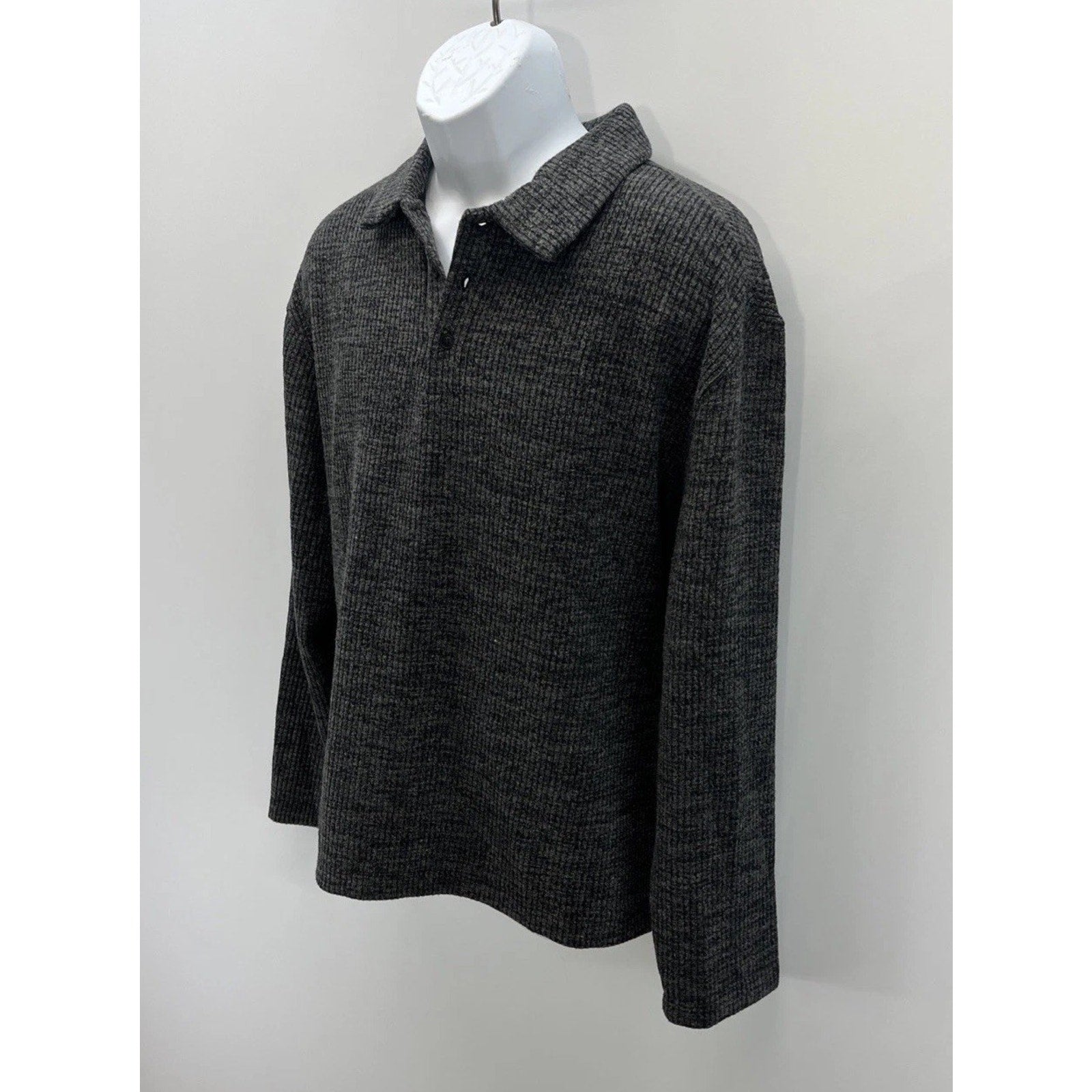 Simply Southern Charcoal Gray Long Sleeve Polo Knit Size Large Men’s